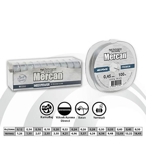 Mercan Premium Meexpower 100 M 1x10  Makara Misina- Gri