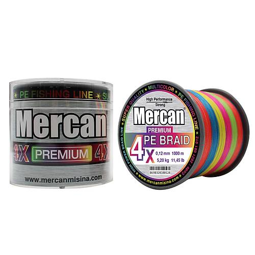 Mercan Premium PE X4 Örgü İp 1000 m Makara Misina-  Multicolor
