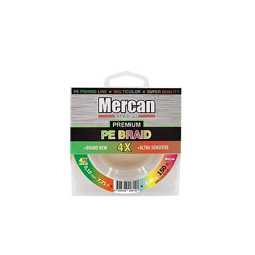 Mercan Premium PE X4 Örgü İp 150 m Makara Misina-Multicolor