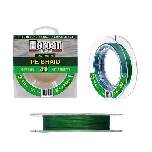 Mercan Premium PE X4 Örgü İp 300 m Makara Misina- Yeşil