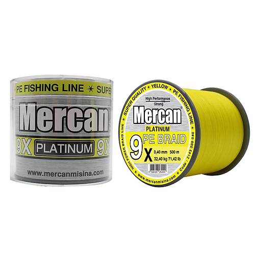 Mercan Platinum PE X9 Örgü İp 500 m Misina-  Neon Sarı
