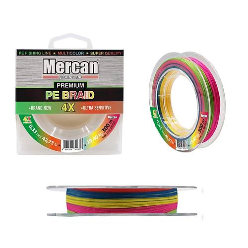 Mercan Premium PE X4 Örgü İp 300 m Makara Misina- Multicolor