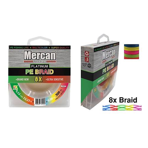 Mercan Platinum PE X8 Örgü İp 300 m Makara Misina- Multicolor