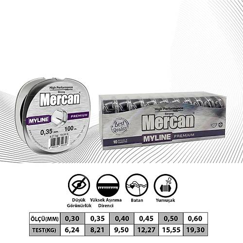 Mercan Premium Myline 100 M 1x10 Makara Misina- Siyah