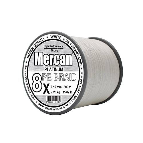 Mercan Platinum PE X8 Örgü İp 500 m Makara Misina- Beyaz