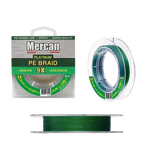 Mercan Platinum PE X9 Örgü İp 150 m Misina- Yeşil