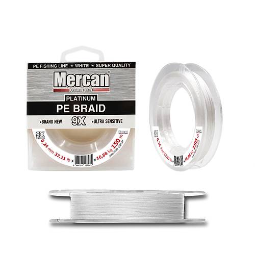 Mercan Platinum PE X9 Örgü İp 150 m Misina- Beyaz