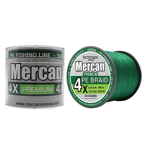 Mercan Premium PE X4 Örgü İp 500 m Makara Misina-  Yeşil