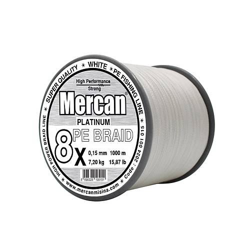 Mercan Platinum PE X8 Örgü İp 1000 m Makara Misina- Beyaz