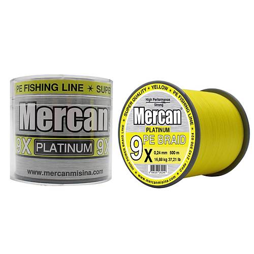 Mercan Platinum PE X9 Örgü İp 500 m Misina-  Neon Sarı