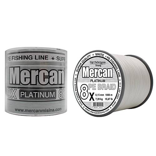 Mercan Platinum PE X8 Örgü İp 1000 m Makara Misina- Beyaz