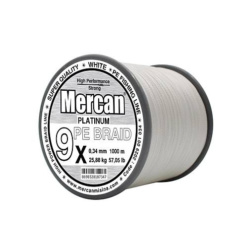 Mercan Platinum PE X9 Örgü İp 1000 m Misina-  Beyaz