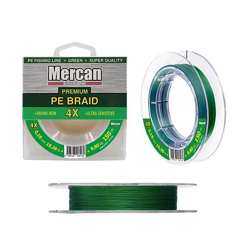 Mercan Premium PE X4 Örgü İp 150 m Makara Misina- Yeşil