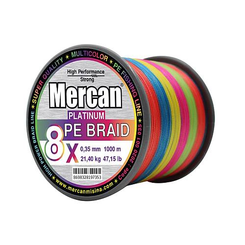 Mercan Platinum PE X8 Örgü İp 1000 m Makara Misina- Multicolor