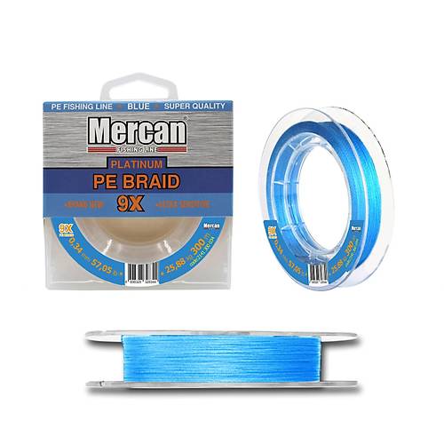 Mercan Platinum PE X9 Örgü İp 300 m Misina-  Mavi