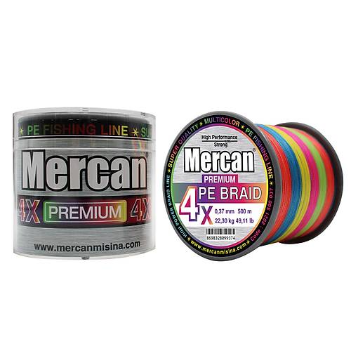 Mercan Premium PE X4 Örgü İp 500 m Makara Misina- Multicolor