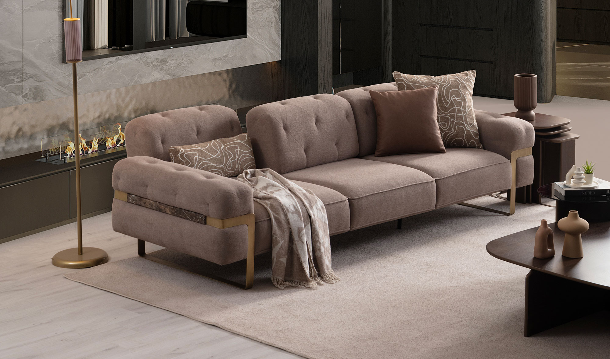 Almoda Sofa Set - Brown - CaddeYıldız Furniture