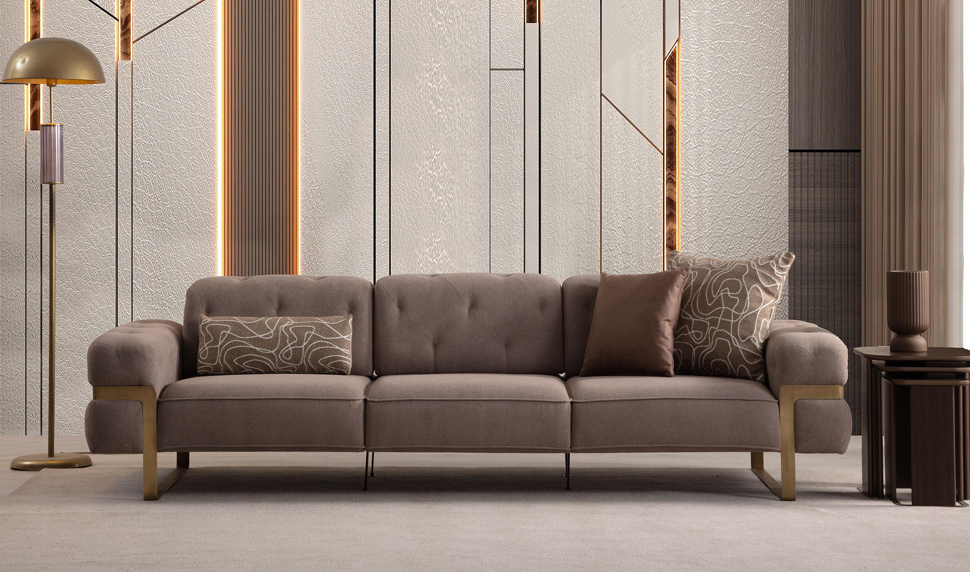 Almoda Sofa Set - Brown - CaddeYıldız Furniture