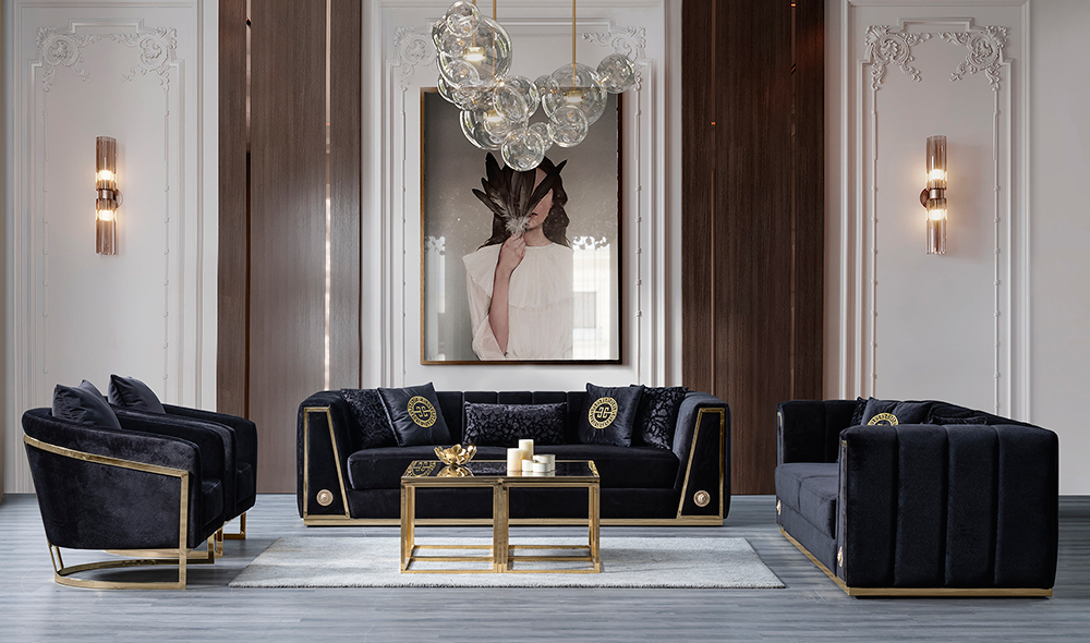 Black Luxury Sofa Set - CaddeYıldız Furniture