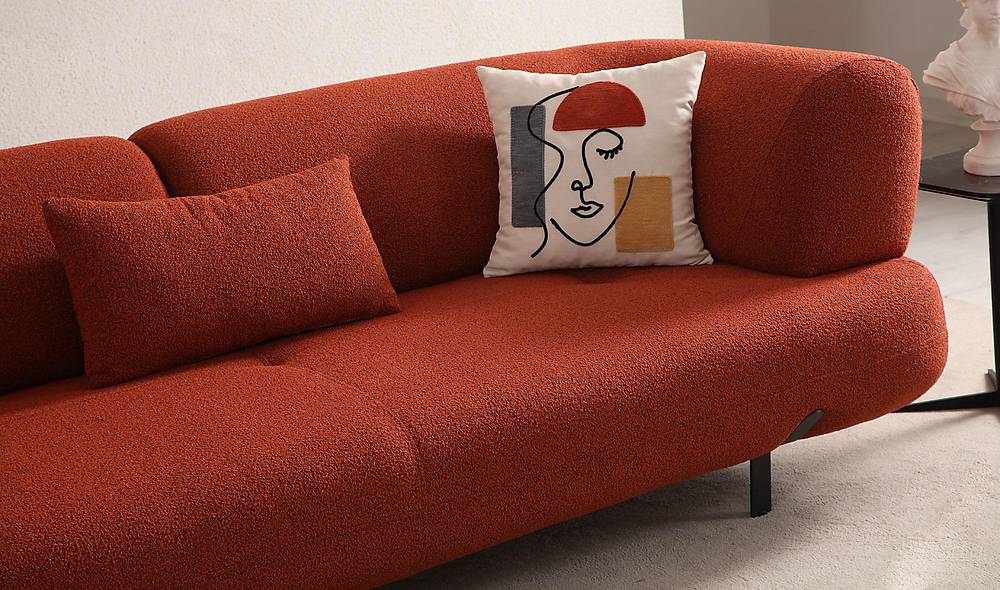 Brown Sofa Set - Bed - Metal Leg