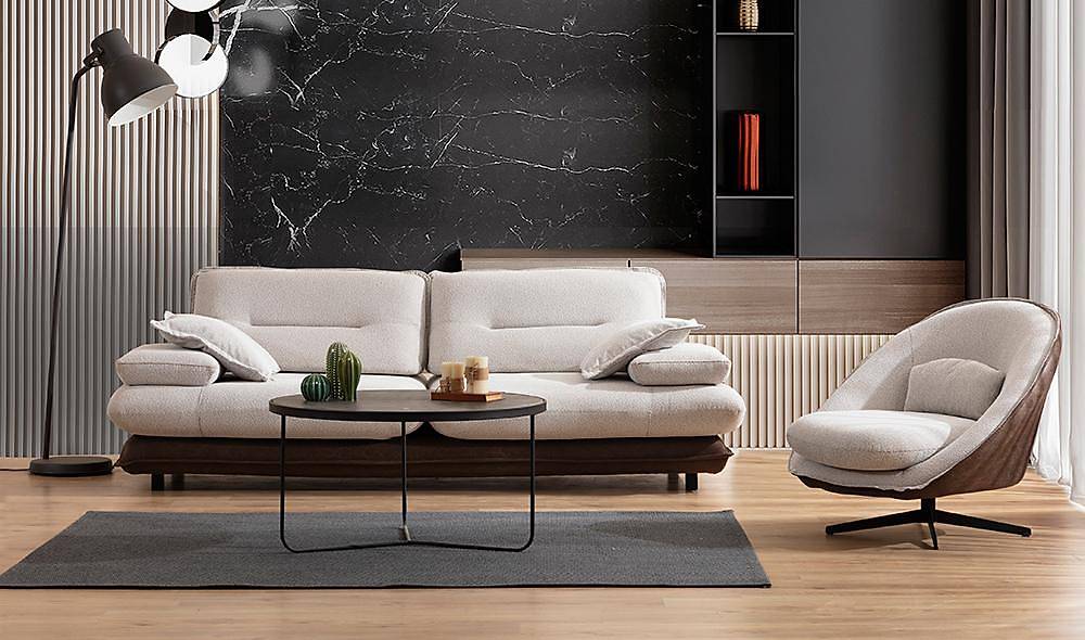 Modena Sofa Set - Cream Brown
