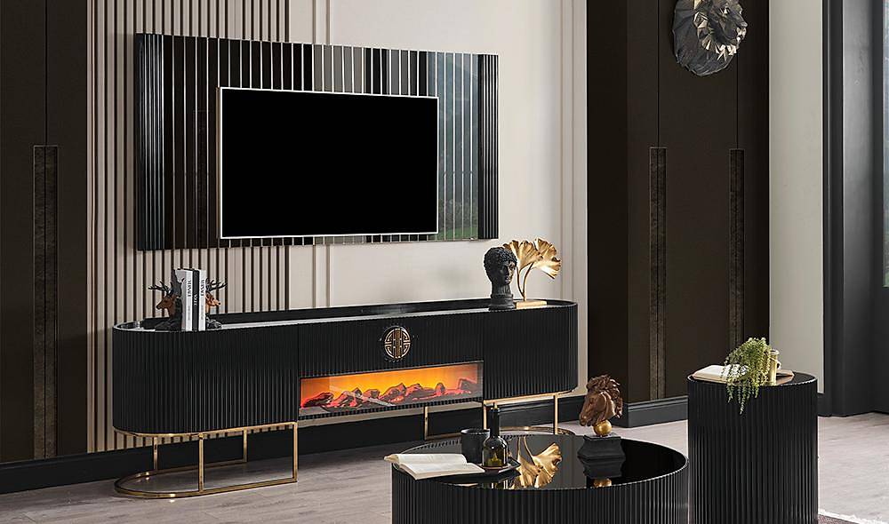 Crown Tv Unit - Black - Gold