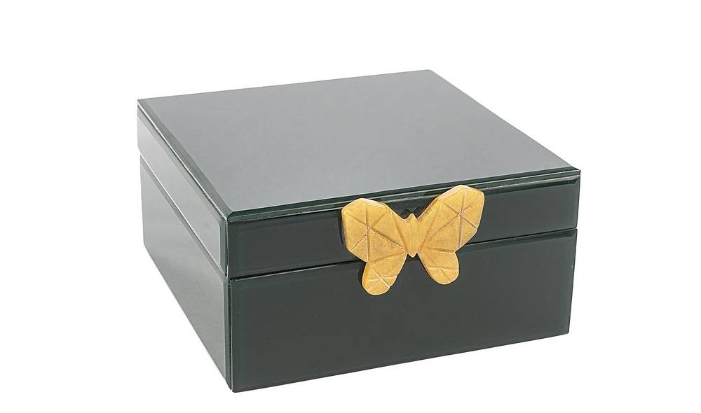 Dark Green Glass Jewelry Box