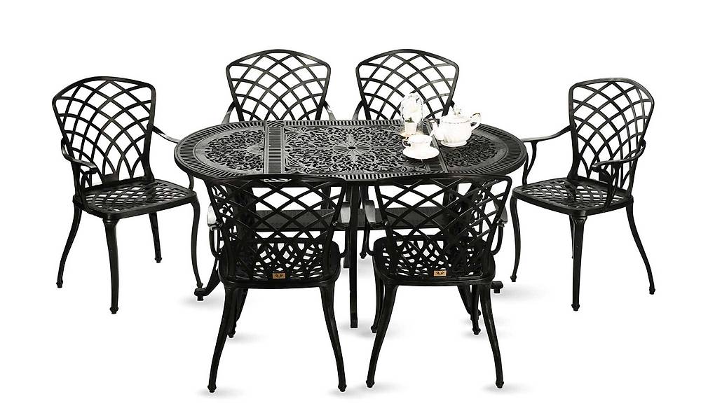 Arbella Oval Garden Table Set - Black