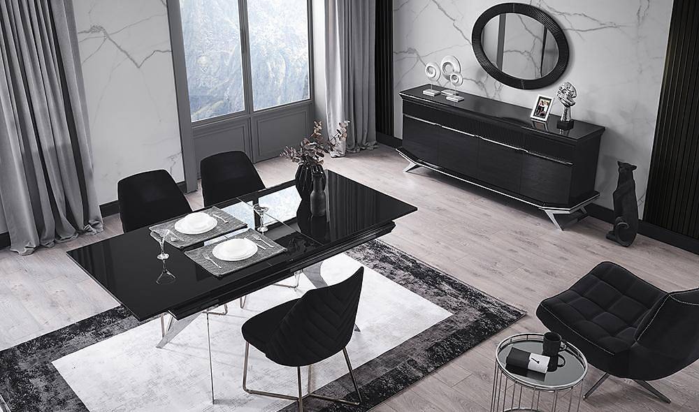 Clara Black Silver Dining Room