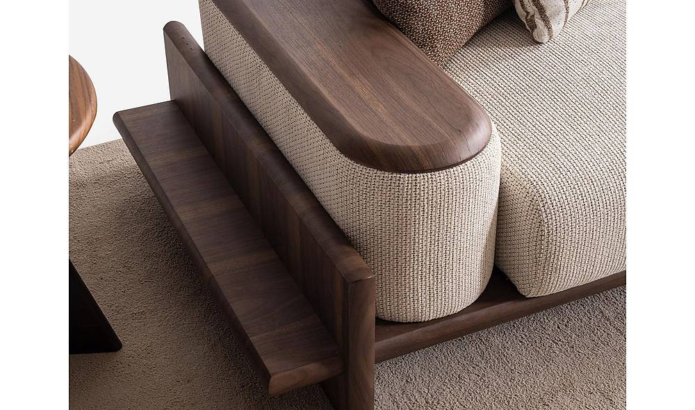 Alya Quad Sofa - Wooden Arm - Cream