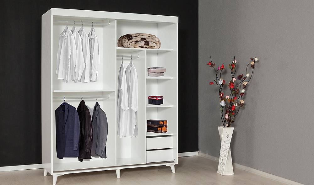 Plane Sliding Wardrobe - White