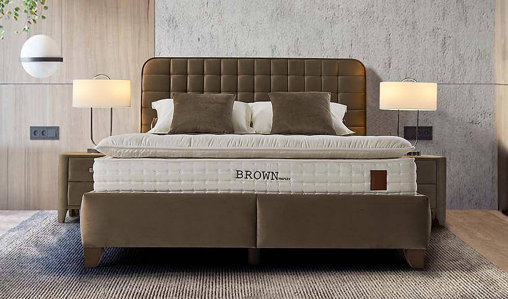 Brown Letto Bedding Set Base + Headboard + Mattress