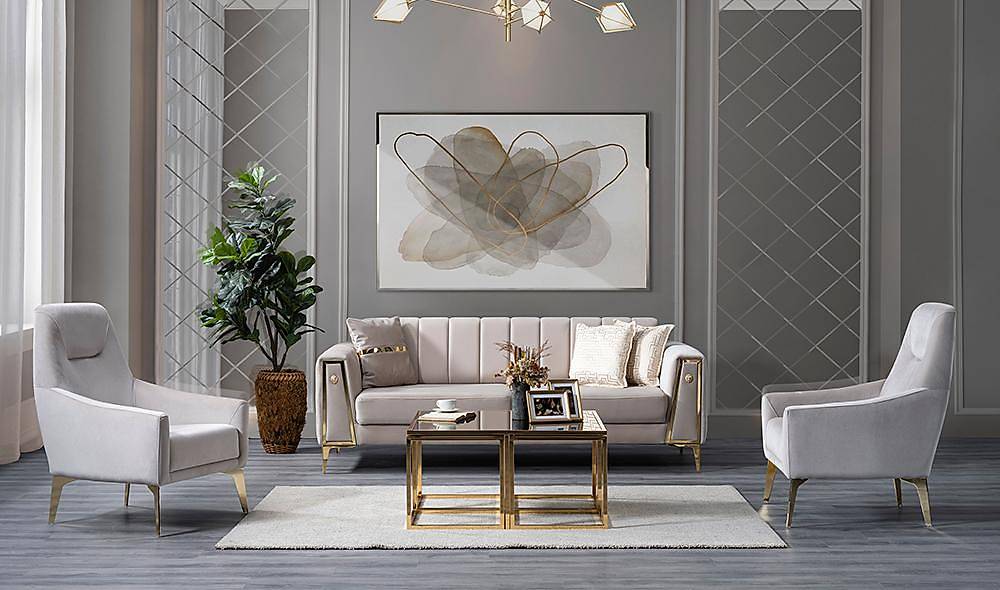 Alanis Gold Sofa Set
