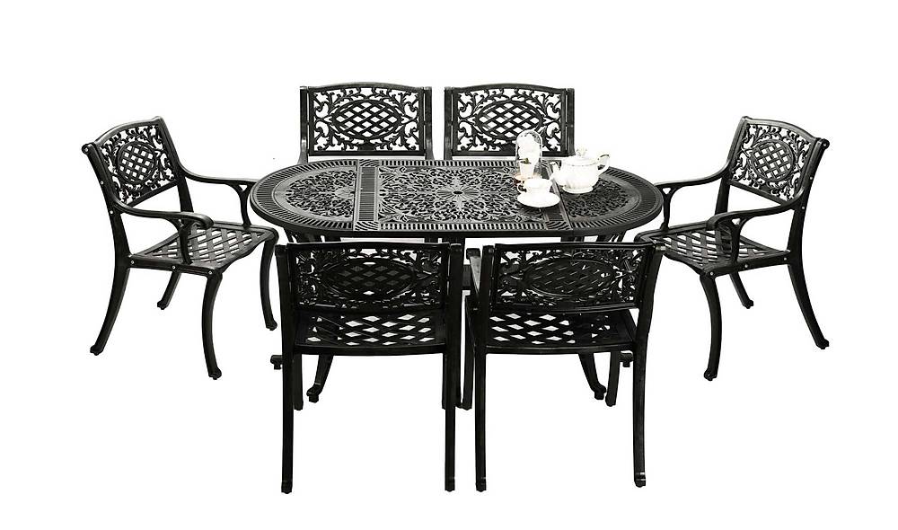 Poli Oval Garden Table Set - Black