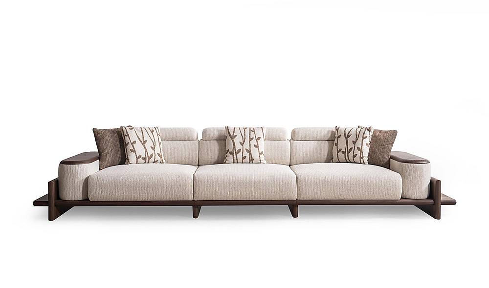 Alya Quad Sofa - Wooden Arm - Cream