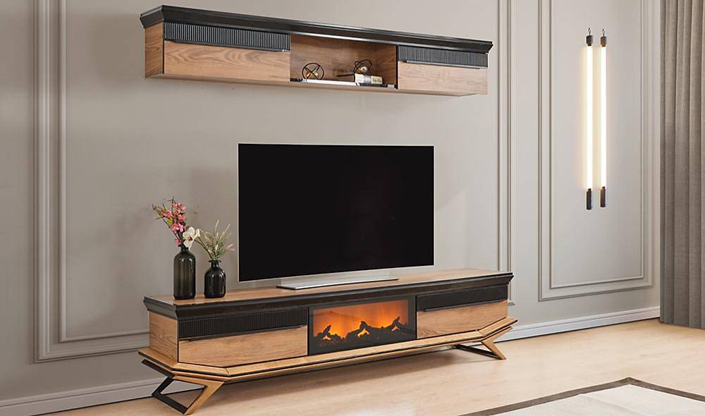 Clara Walnut Fireplace Tv Unit