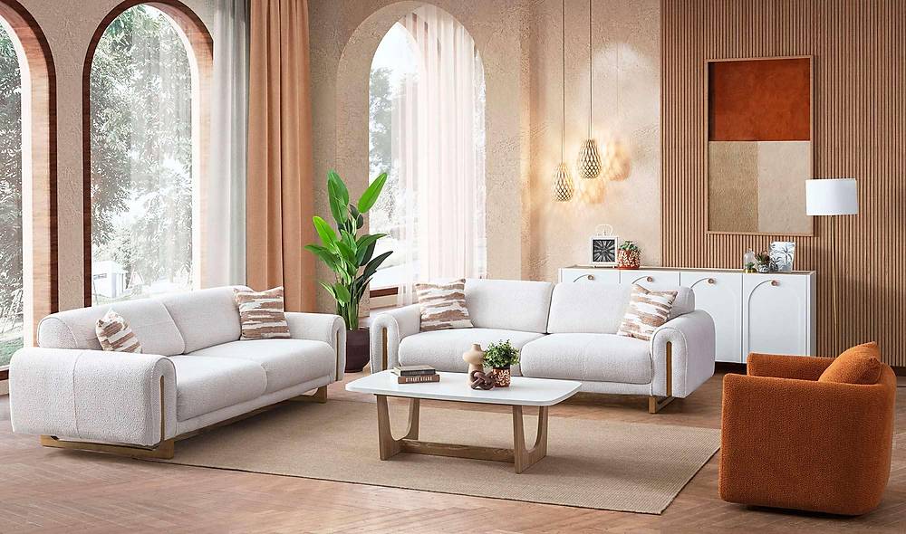 Lenora Sofa Set - White