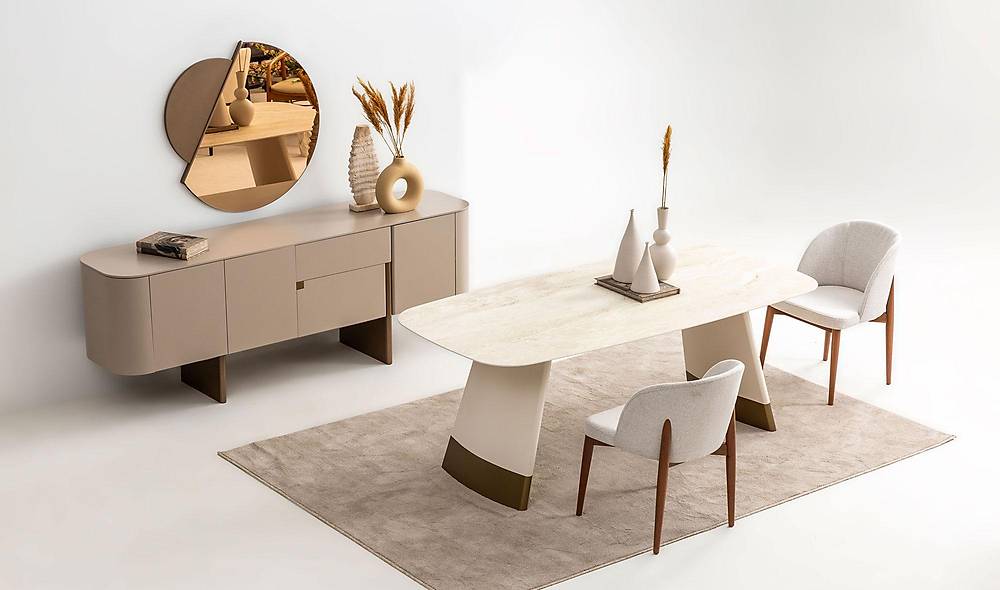 Penora Dining Room - Beige - Gold