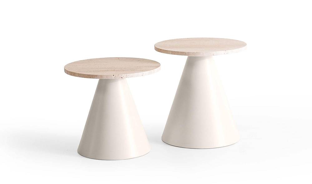 Thor Double Table Set - Travertine Marble