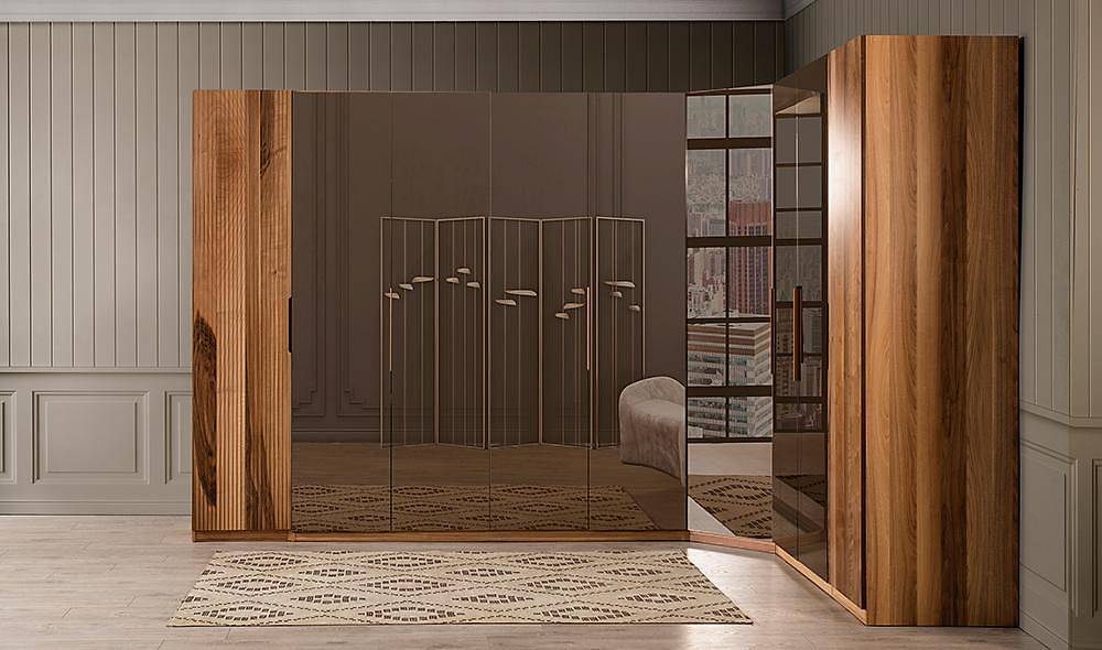 Mood Walnut Corner Wardrobe