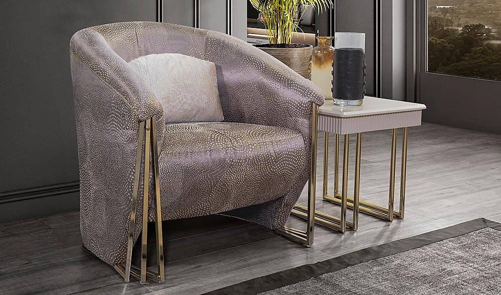 Kayra Living Room Set - Ecru