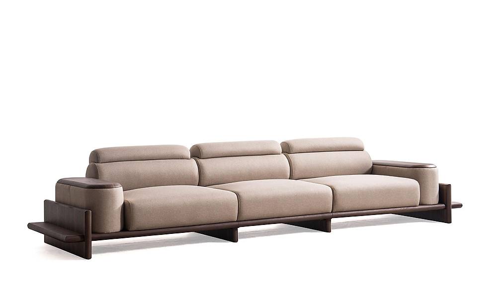 Alya Quad Sofa - Wooden Arm - Brown
