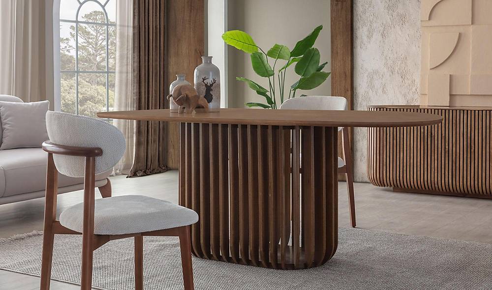 Netha Dining Table Set - Walnut