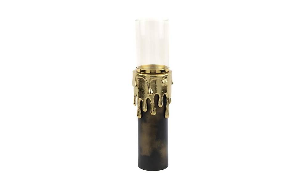Antique Gold Black Glassed Candle Holder 12x48 cm