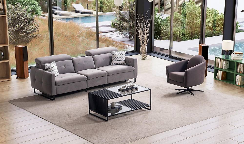 Alissa Sofa Set With Motor - Gray