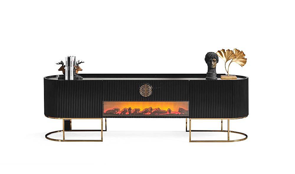 Crown Tv Unit - Black - Gold