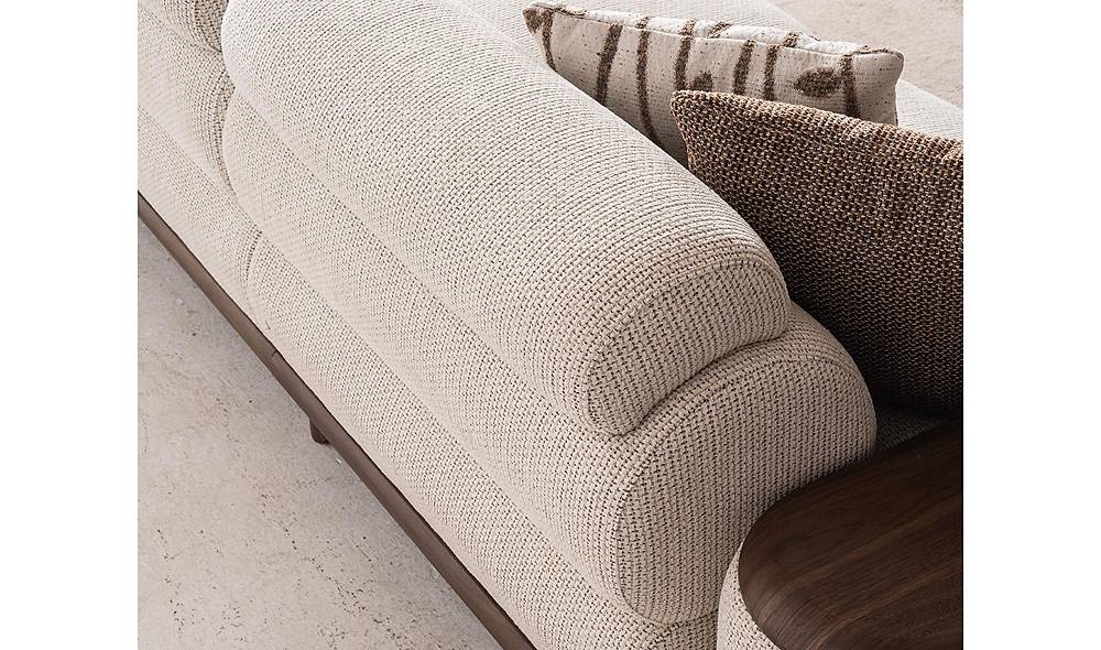 Alya Quad Sofa - Wooden Arm - Cream