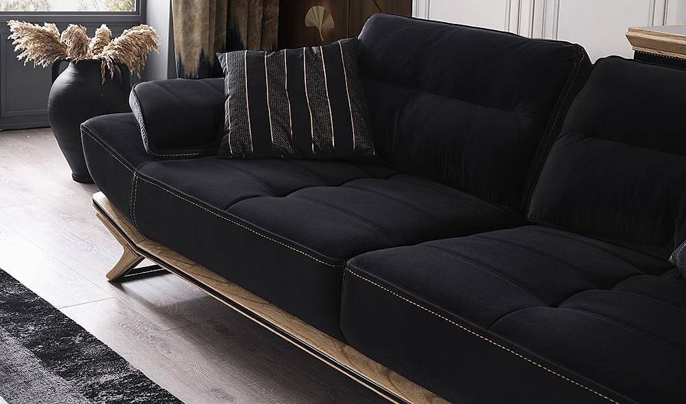 Larina Black - Mustard Sofa Set
