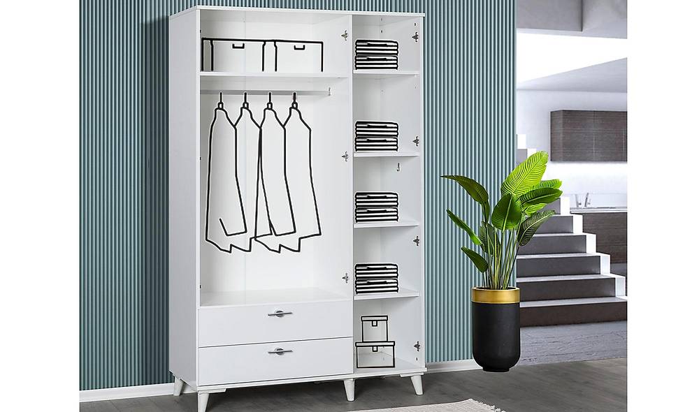 Kule 3 Door Wardrobe - White