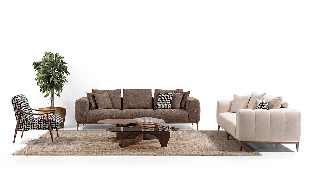 Selvare Sofa Set - Cream Brown